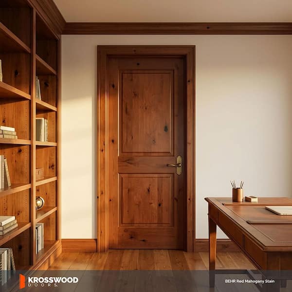 Krosswood Doors 30 in. x 80 in. Rustic Knotty Alder 2-Panel Square