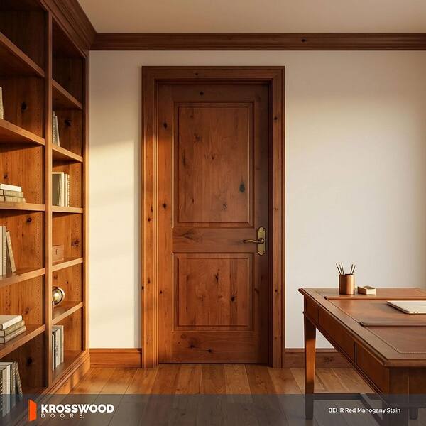 Krosswood Doors 36 in. x 80 in. Rustic Knotty Alder 2-Panel Square