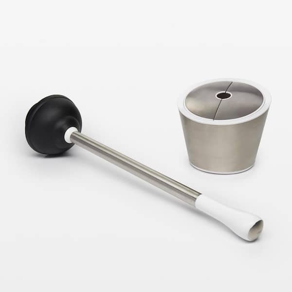 Oxo Good Grips Stainless Steel Bathroom Toilet Plunger and Caddy Canister Cover 