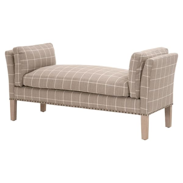Benjara 60 in. Gray Backless Bedroom Bench with Padded seat