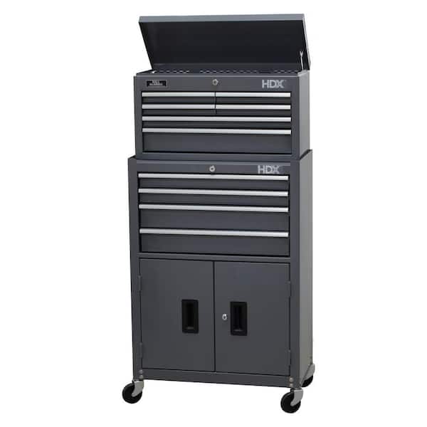 HDX 24 in. 10-Drawer Tool Chest and Rolling Tool Cabinet Set, Grey