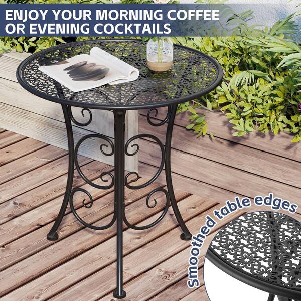 30 patio table with umbrella hole Lark 5 Piece Outdoor Dining Set - Synthetic Teak Poly Slats - 30" x 48" Steel Framed Table Textured surface adds vintage charm 30" Aluminum Dining Table CT005BP