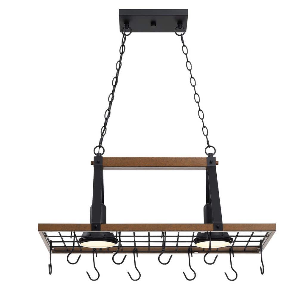 Retro 60-Watt 2 Lights Black Farmhouse Kitchen Island Pendant Light with Cone Shade and Hooks, No Bulbs Included price history on PriceWatchPro