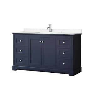 Avery 60 in. W x 22 in. D x 35 in. H Single Bath Vanity in Dark Blue with Carrara Cultured Marble Top