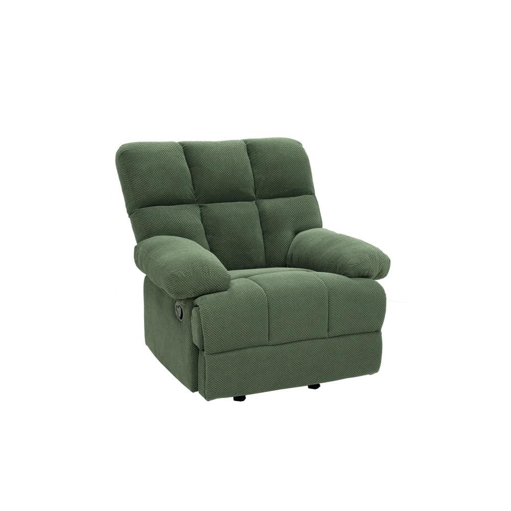 Modern Green Nubby Polyester Manual Rocker Recliner Chair with Padded Armrests