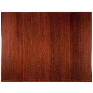 Plush Dark Brown Mahogany 47 in. x 60 in. Bamboo Tri-Fold Office Chair Mat without Lip
