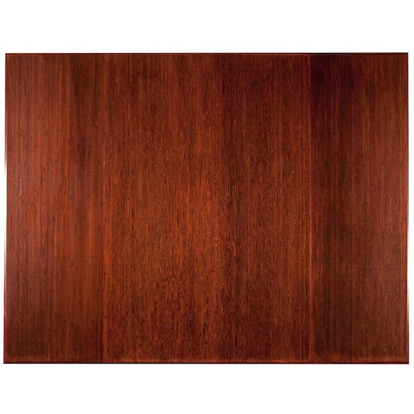 Anji Mountain Plush Dark Brown Mahogany 47 in. x 60 in. Bamboo Tri-Fold Office Chair Mat without Lip