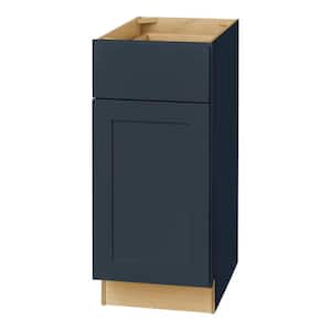 Avondale 15 in. W x 24 in. D x 34.5 in. H Ready to Assemble Plywood Shaker Base Kitchen Cabinet in Ink Blue