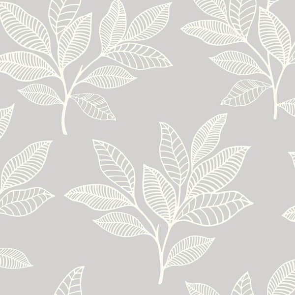 Seabrook Designs Paradise Leaves Daydream Gray Botanical Paper Strippable Roll (Covers 56.05 sq. ft.)