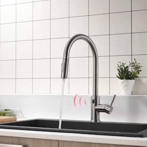 Single Handle Touchless Kitchen Faucet with Pull Down Sprayer Modern Smart 1 Hole 304 Stainless Steel Tap Brushed Nickel