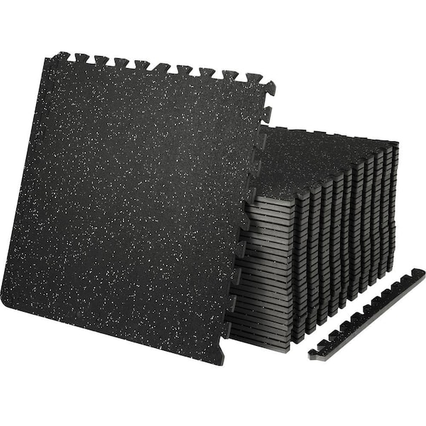 Interlocking Floor Mat 24in. W x 24in. L x 0.5in. T EVA Foam Rubber Gym Flooring Mat (100 sq.ft. Black and Gray) 25 Pcs