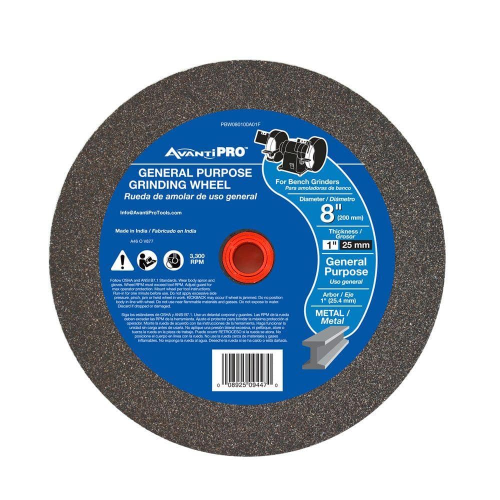 Avanti Pro 8 in. x 1 in. x 1 in. General Purpose Bench Grinding Wheel  PBW080100A01F - The Home Depot