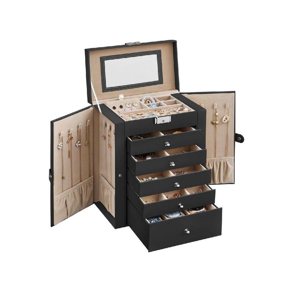 6 Tier 6in in. D x 10 in. W x 13 in. H Black Rectangular MDF Large