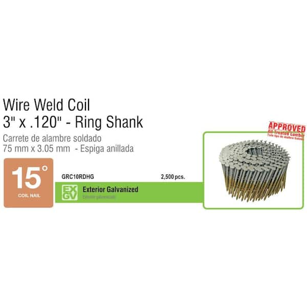 Grip-Rite 3 In. X 0.120 In. Exterior Galvanized Smooth Shank Wire ...