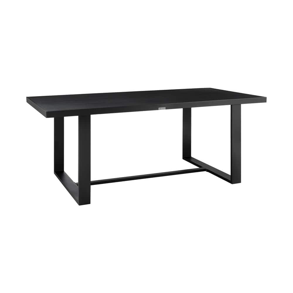 Felicia 7-Piece Black Aluminum Outdoor Dining Set with Grey Rope and Cushions