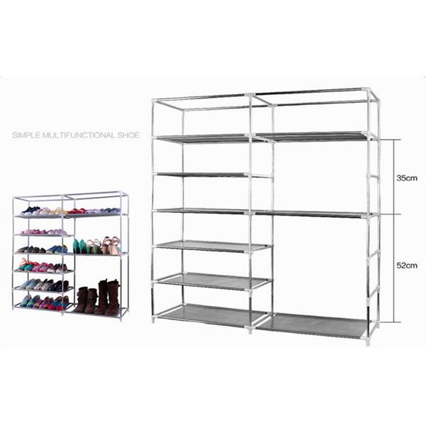 Winado Double Rows 44 in. H x 11.02 in. W 27-Pairs Purple Fabric Shoe Rack with Dust Cover