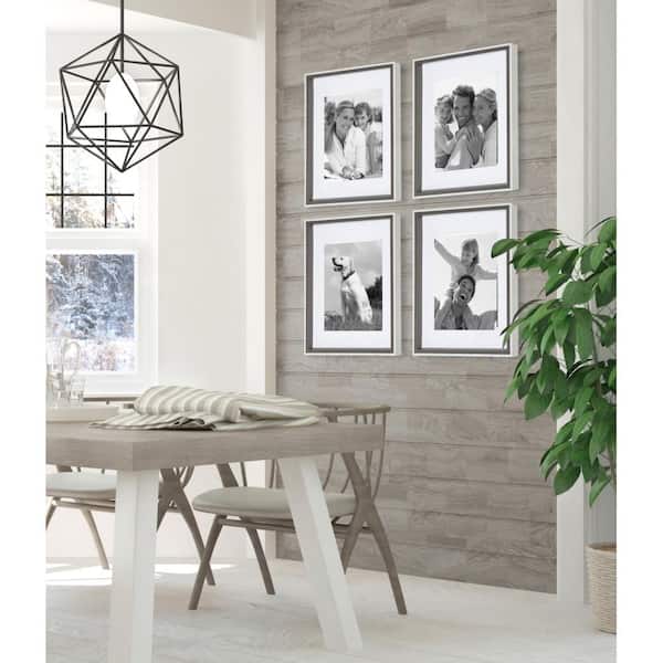 Gibson 11 in. x 14 in. matted to 8 in. x 10 in. Gray/White Picture Frames (Set of 4)