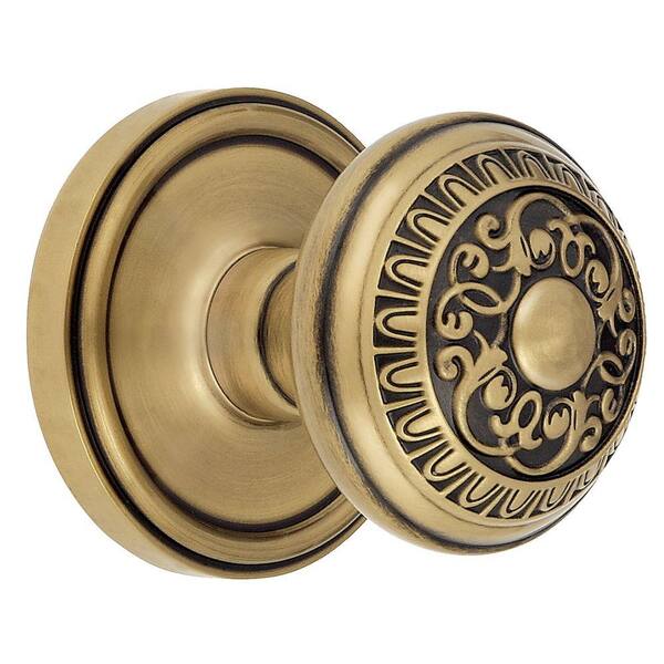 Grandeur Georgetown Rosette Vintage Brass with Double Dummy Windsor Knob