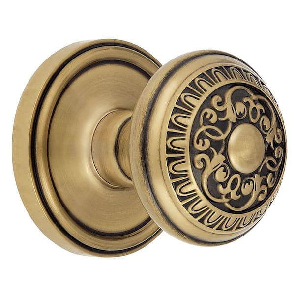 Grandeur Georgetown Rosette Vintage Brass with Privacy Windsor Knob