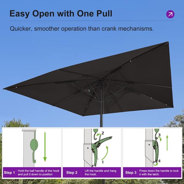 16 ft patio umbrellas PURPLE LEAF Durable Outdoor Umbrella Aluminum Round Cantilever Sun Yard For Pool, Deck and teakwood accentsensures long Ainfox 15 ft Outdoor Patio