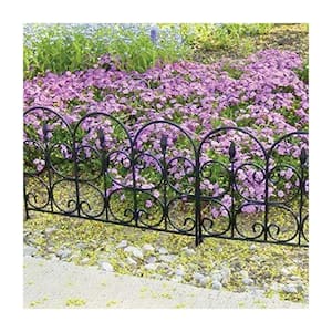 26.5 in. x 16 in. Black Plastic Victorian Wrought Iron Style Fencing (12-Pack, 26 ft.)