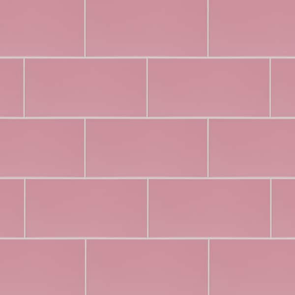 Merola Tile Projectos Blush Pink 3-7/8 in. x 7-3/4 in. Ceramic Floor and Wall Take Home Tile Sample