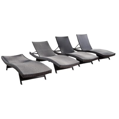 Miller Multi-Brown 4-Piece Plastic Adjustable Outdoor Chaise Lounge