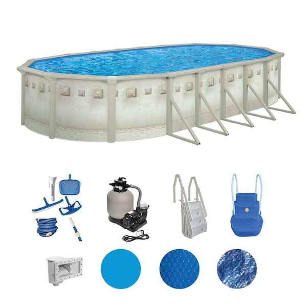 Palisades 12 ft. x 24 ft. Oval 52 in. Deep Above Ground Hard Sided Deluxe Pool Package