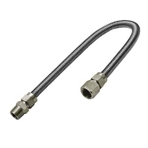 1/2 in. OD x 3/8 in. ID x 2 ft. Flexible Gas Connector Stainless Steel for Dryer/Water Heater, 3/8 in. FIP x MIP Fitting