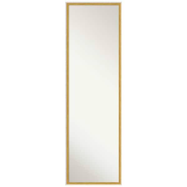 Amanti Art Paige White Gold 15 in. x 49 in. Non-Beveled Modern Rectangle Wood Framed Full Length on the Door Mirror in White