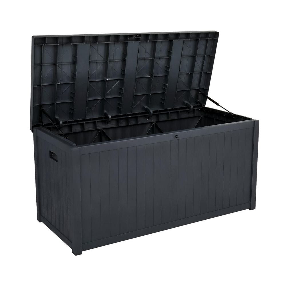 TIRAMISUBEST 113 Gal. Outdoor Garden Black Plastic Storage Deck Box ...