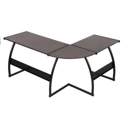 18.9 in. Greyish L-Shaped Computer Desk Corner Workstation Study Gaming Table Home Office with Metal Frame