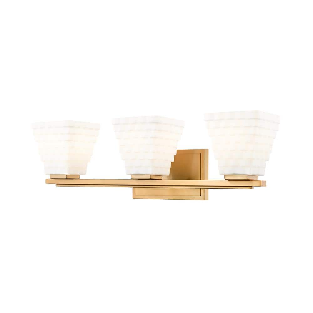 Annalise 24 in. 3 Light Modern Gold Vanity Light with Matte Opal Glass Shad