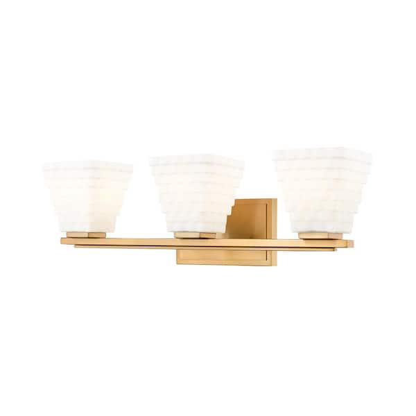 Unbranded Annalise 24 in. 3 Light Modern Gold Vanity Light with Matte Opal Glass Shades