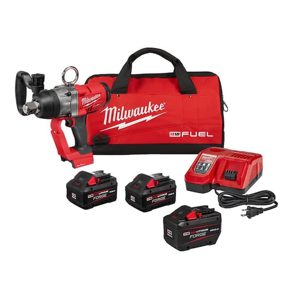 M18 FUEL ONE-KEY 18V Lithium-Ion Brushless Cordless 1 in. Impact Wrench & Two 8.0 Ah Batteries w/ 12.0 Ah FORGE Battery