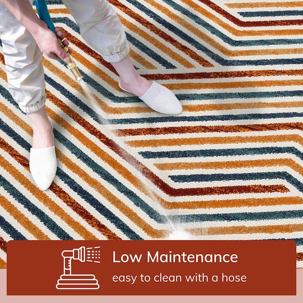 Dorado Neema Modern Floral Terracotta 2 ft. 7 in. x 9 ft. 10 in. Runner High-Low Indoor/Outdoor Area Rug