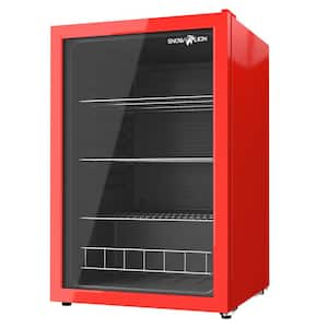 Premium 4.6 cu. ft. Freestanding Under Counter Glass Door Mini Fridge, Reversible Door and Quiet Operation, Red