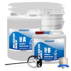 3 Gallon Designer Gray Gloss 2 Part Epoxy Interior Concrete Basement & Garage Roller Squeegee Floor Coating Floor Paint