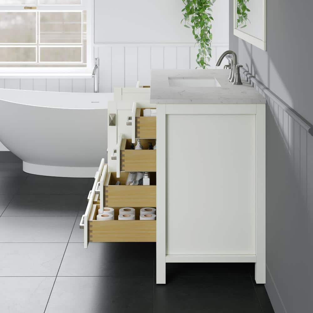 Aberdeen 42" White Marble Single Bathroom Vanity
