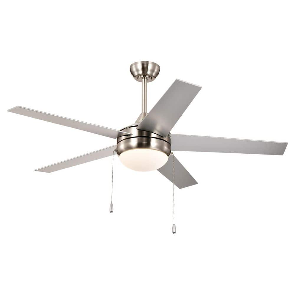 52 in. Brushed Nickel 3-Speed Indoor Modern Style Downrod Mount DC Motor Ceiling Fan with LED Light Kit and Pull Chain price history on PriceWatchPro