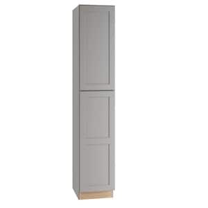 Newport Pearl Gray Painted Plywood Shaker Assembled Utility Pantry Kitchen Cabinet SftCls 18 in. W x 24 in. D x 90 in. H