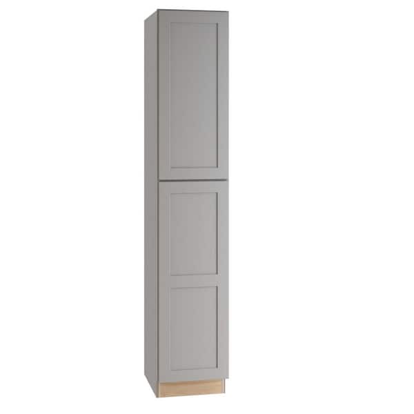 Home Decorators Collection Newport 18 in. W x 24 in. D x 96 in. H Assembled Plywood Pantry Kitchen Cabinet in Pearl Gray with 4ROT Soft Close LH