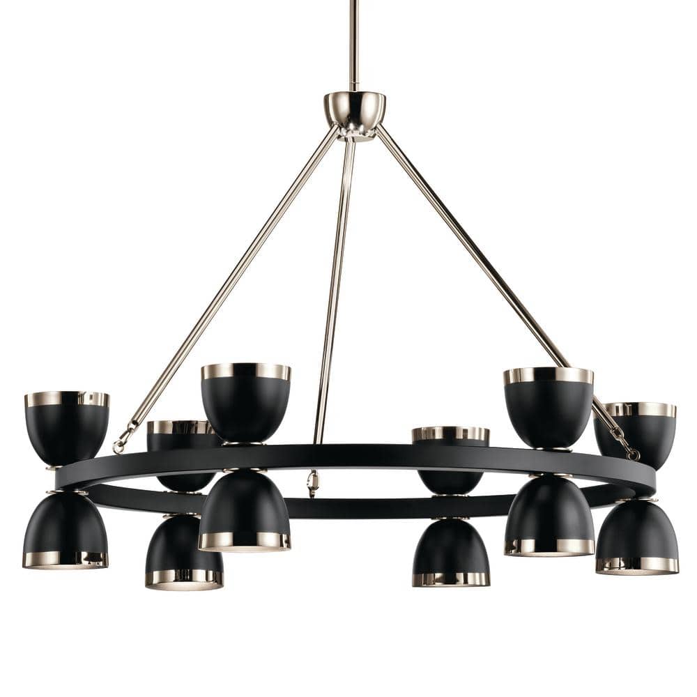 Modern Black Frosted Acrylic 12-Light Outdoor Chandelier