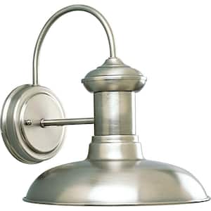 Brookside Collection 1-Light Antique Nickel Farmhouse Outdoor Medium Wall Lantern Light