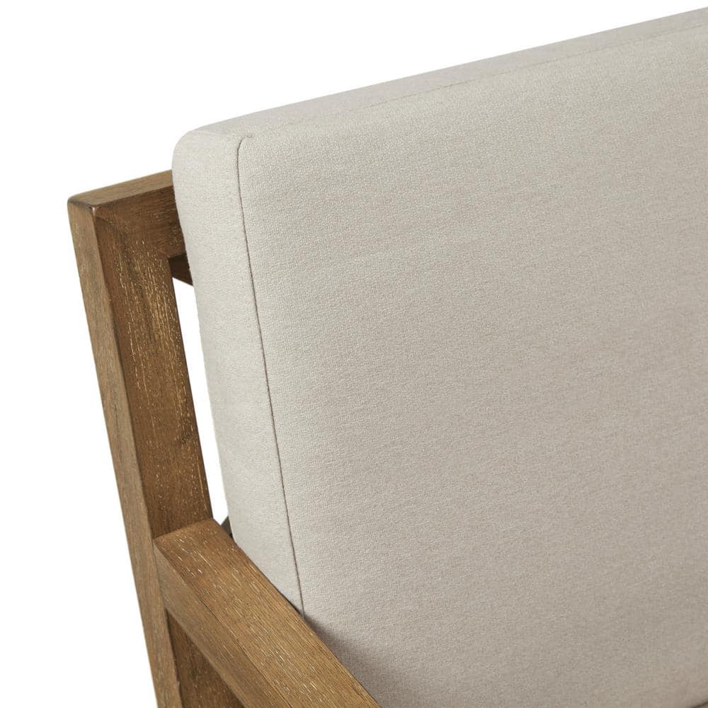 Ivory Upholstered Accent Chair with Medium Wood Frame