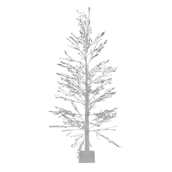 72 in. Tall White Berry Pine Artificial Christmas Tree with LED Lights