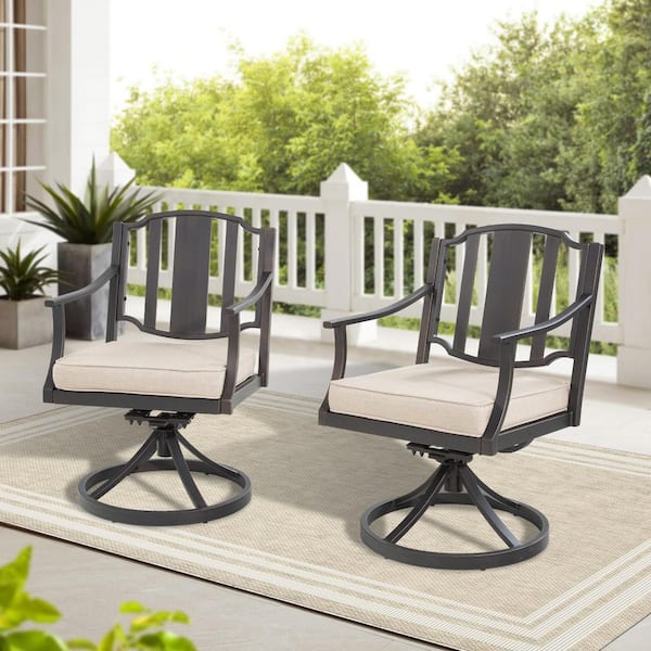 Tamarin Swivel Aluminum Outdoor Dining Chair with Sunbrella Cushion (2-Pack)