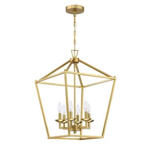 Light Pro 6-Light Soft Golden Finish Chandelier Modern Hanging Pendant