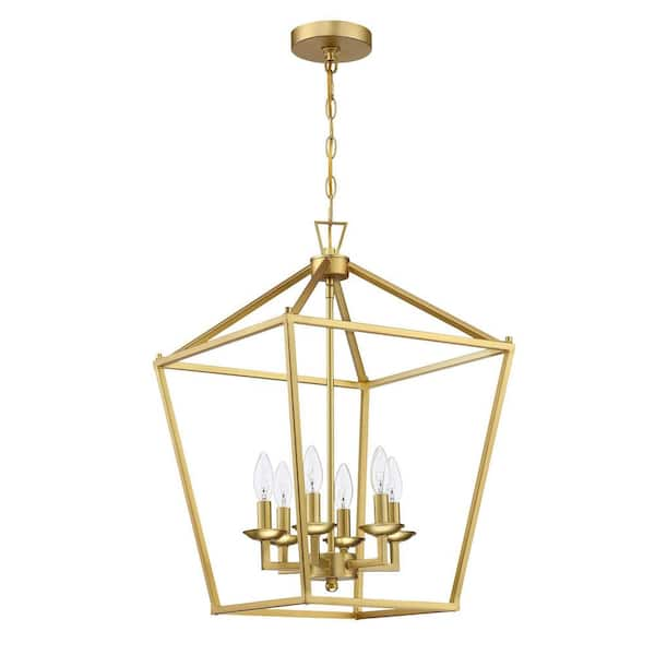 Modland Light Pro 6-Light Soft Golden Finish Chandelier Modern Hanging Pendant