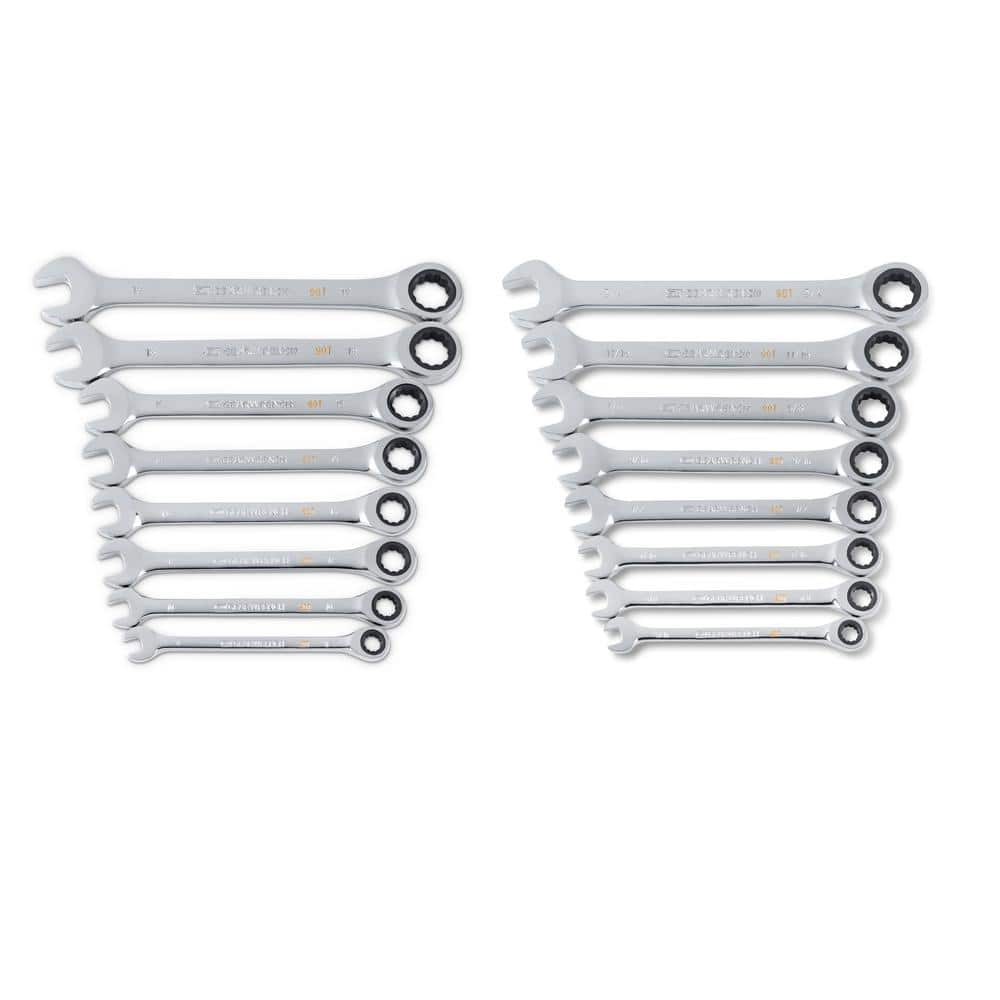 GEARWRENCH Combination Ratcheting Wrench Set SAE/MM (16-Piece ...